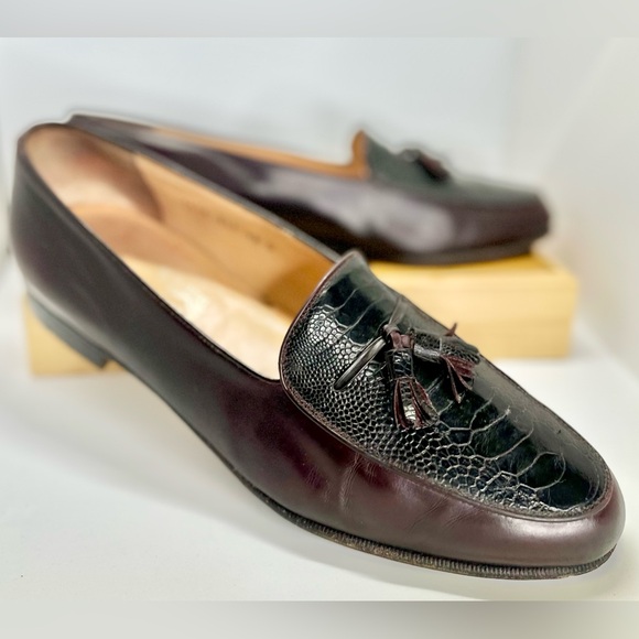 SALVATORE FERRAGAMO Vintage Men’s Leather Ostrich Tassel Dress Loafer; SIZE 12